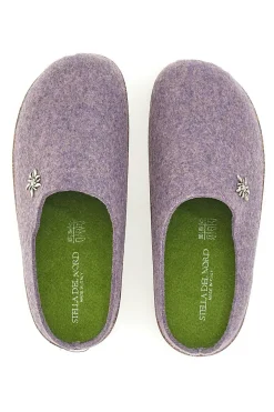 Pantofole Lilla in Feltro con Fiore in Metallo e Plantare Estraibile Pittarello Stella Del Nord Bio6