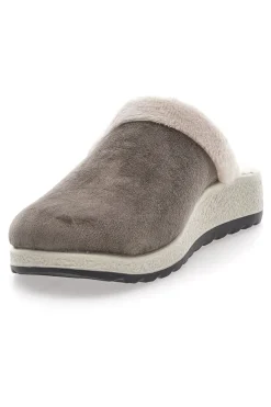 Pantofole marroni con bordo in pelo e suola comfort Fly Flot 90510X20PM
