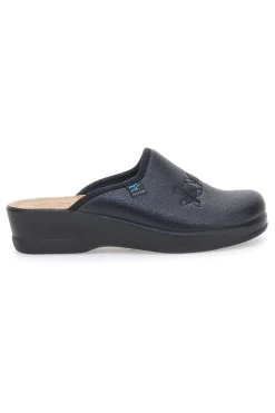 Pantofole nere con ricamo floreale e plantare forato Fly Flot 90630Q512B