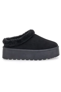 Pantofole Sabot nere con pelo con platform Pittarello Love PK1913A