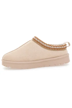 Pantofole slip-on beige con profilo decorato e interno in pelliccia Pittarello Love PK1859D
