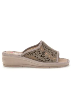 Pantofole Tortora con fascia traforata Linea comoda 7555