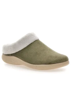 Pantofole verdi con bordo in pelo Dorea SE350