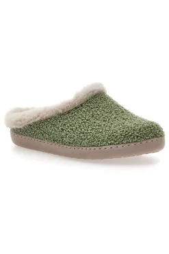 Pantofole verdi in tessuto effetto teddy con interno con pelo Gaia Mania GG549
