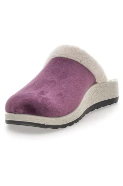 Pantofole viola con bordo in pelo e suola comfort Fly Flot 90510X20PM