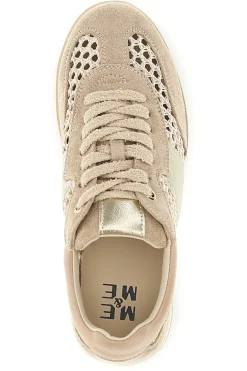 Perforierte Schnürschuhe in Beige mit laminierten Einsätzen Me & me TW26S5813803