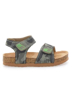 Pitt Kids 14512 Sandalen mit doppelt verstellbarem Riemen, Camouflage, Grün