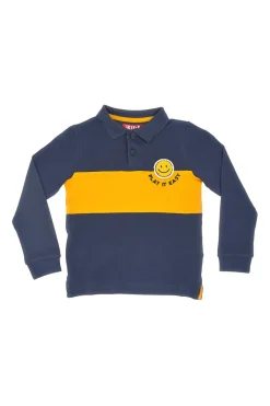 PITT KIDS Blaues und gelbes Langarm-Poloshirt 6031