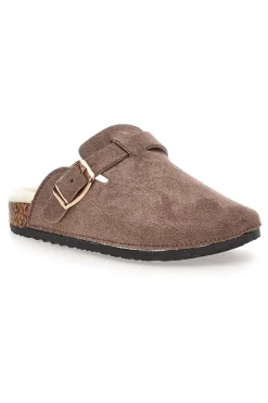 Pittarello Love 1071 Braune Hausschuhe mit Schnalle und Fellfutter