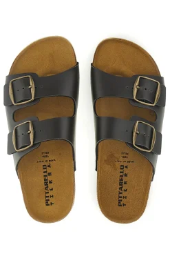 Pittarello Tierra 335A20630SR doppelter Riemen dunkelbraun Hausschuhe