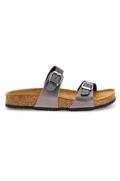 Pittarello tierra 335A006SR Silber Doppelriemen Hausschuhe