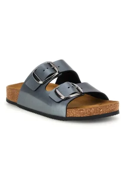 Pittarello Tierra Metallic Doppel-Riemen graue Hausschuhe 335A20630SR