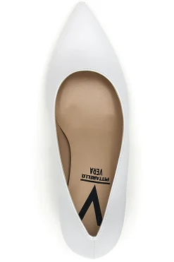 Pittarello Vera 7053 weiße Pumps mit Spool-Absatz