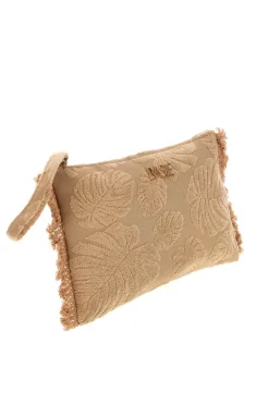 Pochette beige fantasia floreale con frange Basile CLASSBA22209