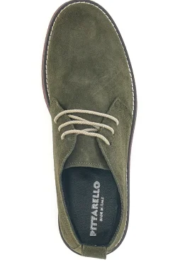 Polacchini verdi in vera pelle con suola bordeaux Pittarello 322