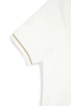 Polo Bianca con Collo Coreana e Profili Beige U.S.Grand Polo US61506M