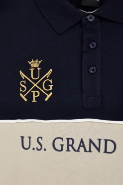 Polo blu e beige 100% cotone U.s. grand polo US61503M