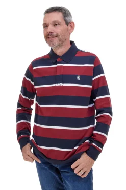 Polo bordeaux a righe in cotone US Golf PR02