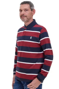 Polo bordeaux a righe in cotone US Golf PR02