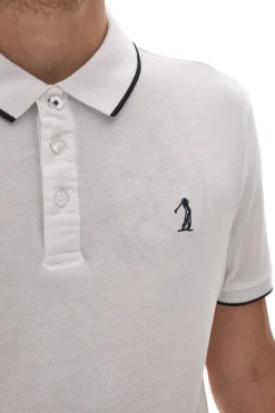 Polo Mezza Manica Bianca con Bordi Blu U.S. GOLF CLUB PO2001
