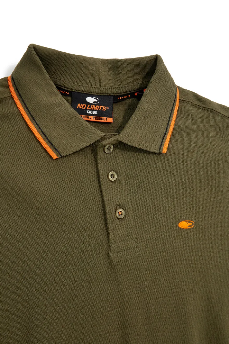 Polo verde a maniche corte con colletto a contrasto No limits MAPS016S26