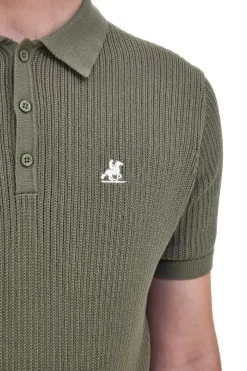 Polo verde in maglia a costine U.S. Grand Polo US51228M