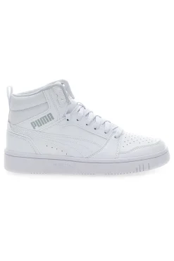 Puma – Rebound V6 Mid Jr – Halbhohe Sneakers mit perforiertem Obermaterial in Weiß