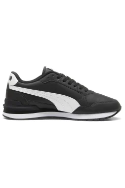 Puma ST Runner v4 L – Schwarze Ledersneaker mit weißem Logo