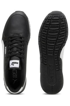 Puma ST Runner v4 L – Schwarze Ledersneaker mit weißem Logo