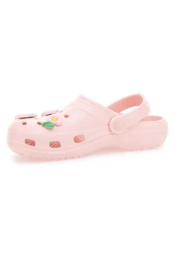 Rosa Clog-Hausschuhe mit Schmetterlings- und Blumenapplikationen 2T2L 726