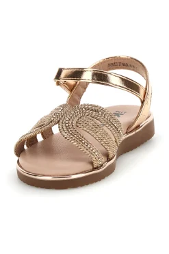 Rosa Gold Sandalen mit geflochtenen Riemen Pitt Kinder 392625S
