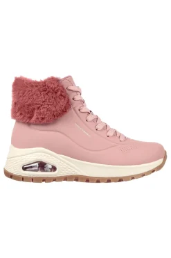 Rosa Sportstiefel mit Fell am Knöchel SKECHERS Uno Rugged - Fall Air