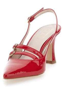 Rote spitze Slingback-Pumps mit Lackeffekt PITTARELLO GLAM 3591