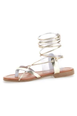 Sandali alla Schiava in Vera Pelle color Platino PRIMA RIGA 711