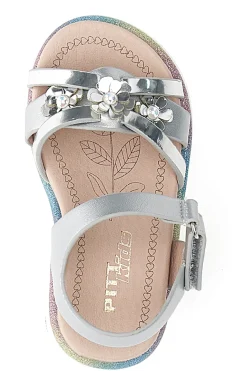 Sandali argento con fiori gioiello Pitt Kids 39G2517S
