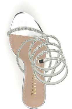 Sandali argento con strass e laccio a spirale First lady P711