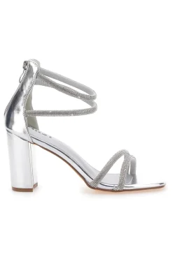 Sandali Argento Con Tacco Alto e Strass The First 254