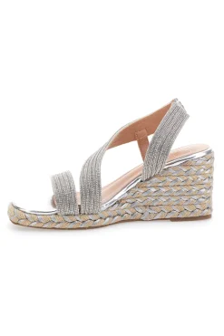 Sandali Argento con Zeppa con Glitter MON DIEU 602