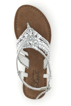 Sandali argento in vera pelle infradito intrecciati Pittarello look IF6300