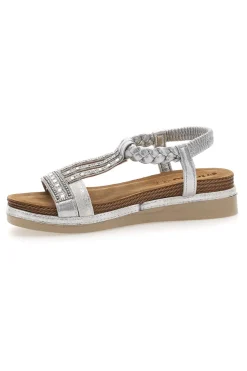 Sandali bassi argento con strass e fascia intrecciata INBLU 11 MF