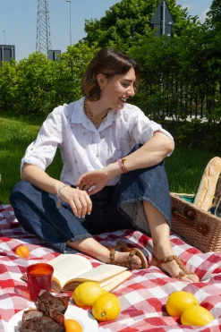 Sandali Bassi Marroni Dettaglio Intreccio The First Chic PREA752