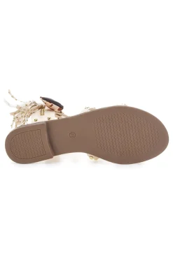 Sandali beige con borchie e lacci animalier Me & Me 1660