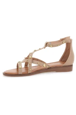 Sandali beige con borchie e cinturino alla caviglia Mon Dieu JXSS25T6