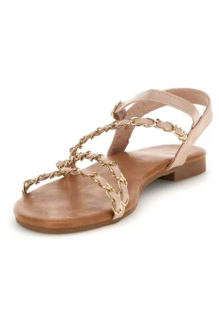 Sandali beige con catena decorativa Mon dieu PREA3682
