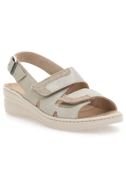 Sandali Beige con Cinturino e Sottopiede in Pelle PRIMA RIGA 183