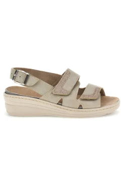 Sandali beige con cinturini regolabili e soletta estraibile Prima riga 0183