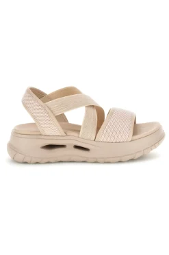 Sandali beige con fasce elastiche platform comfort Plocadi 353e001