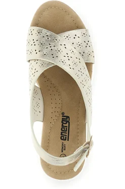 Sandali beige con fasce incrociate e memory soft Energy E489