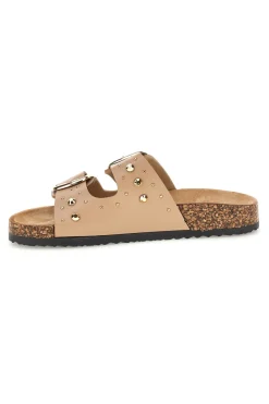 Sandali beige con fibbie e borchie Me & me 15617
