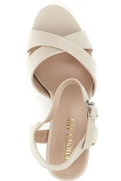 Sandali beige con plateau e tacco largo First lady P712